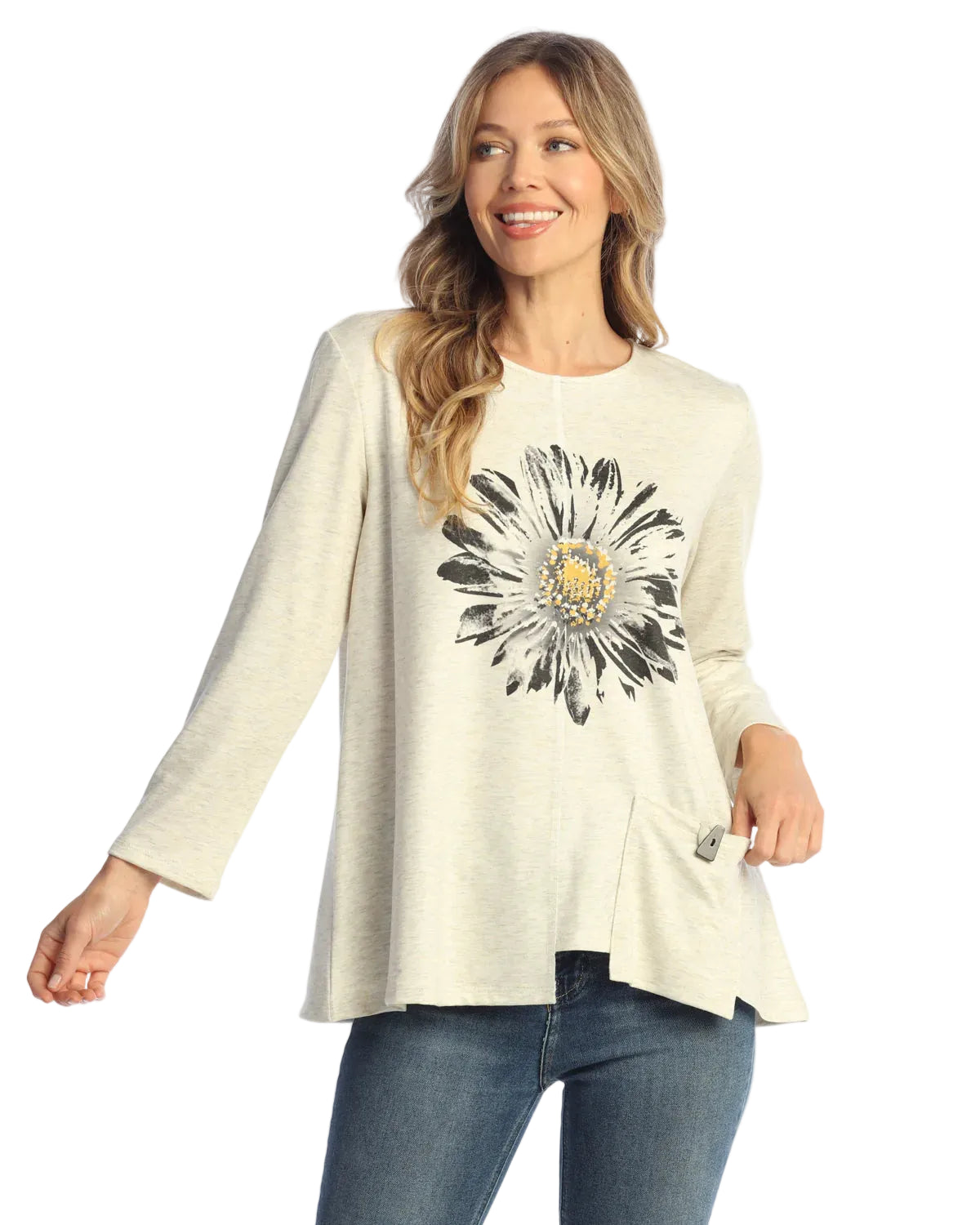 Asymetric Hem Offset Pocket Top - Daisy Day