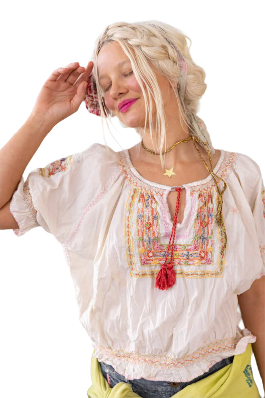 Embroidered Chrissy Folk Blouse