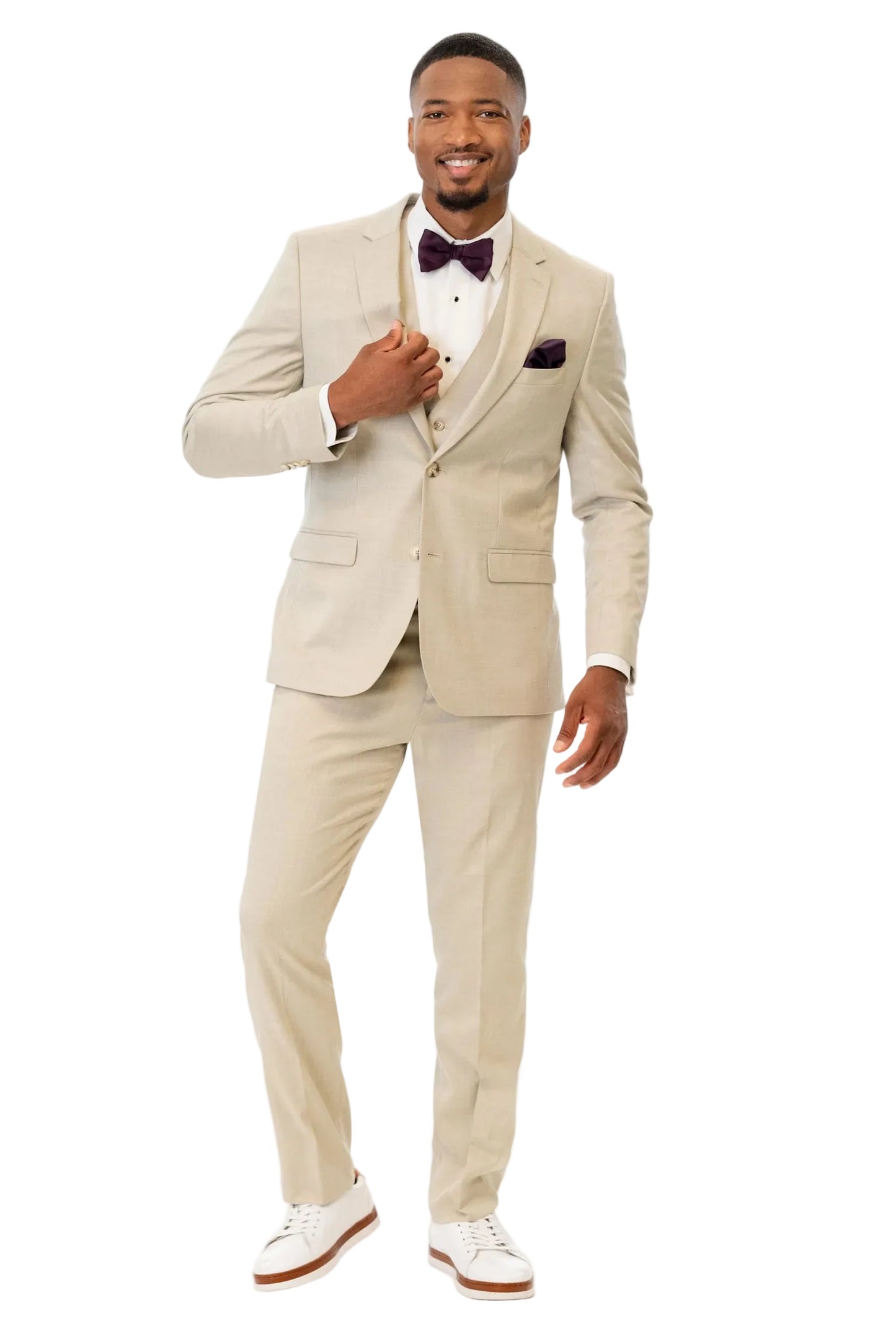 Tan Stretch Slim Fit Suit Coat by Couture 1910