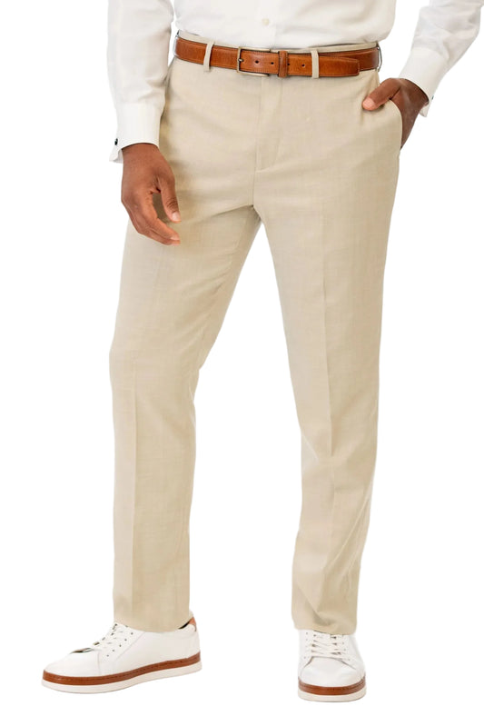Tan Stretch Slim Fit Suit Pants by Couture 1910
