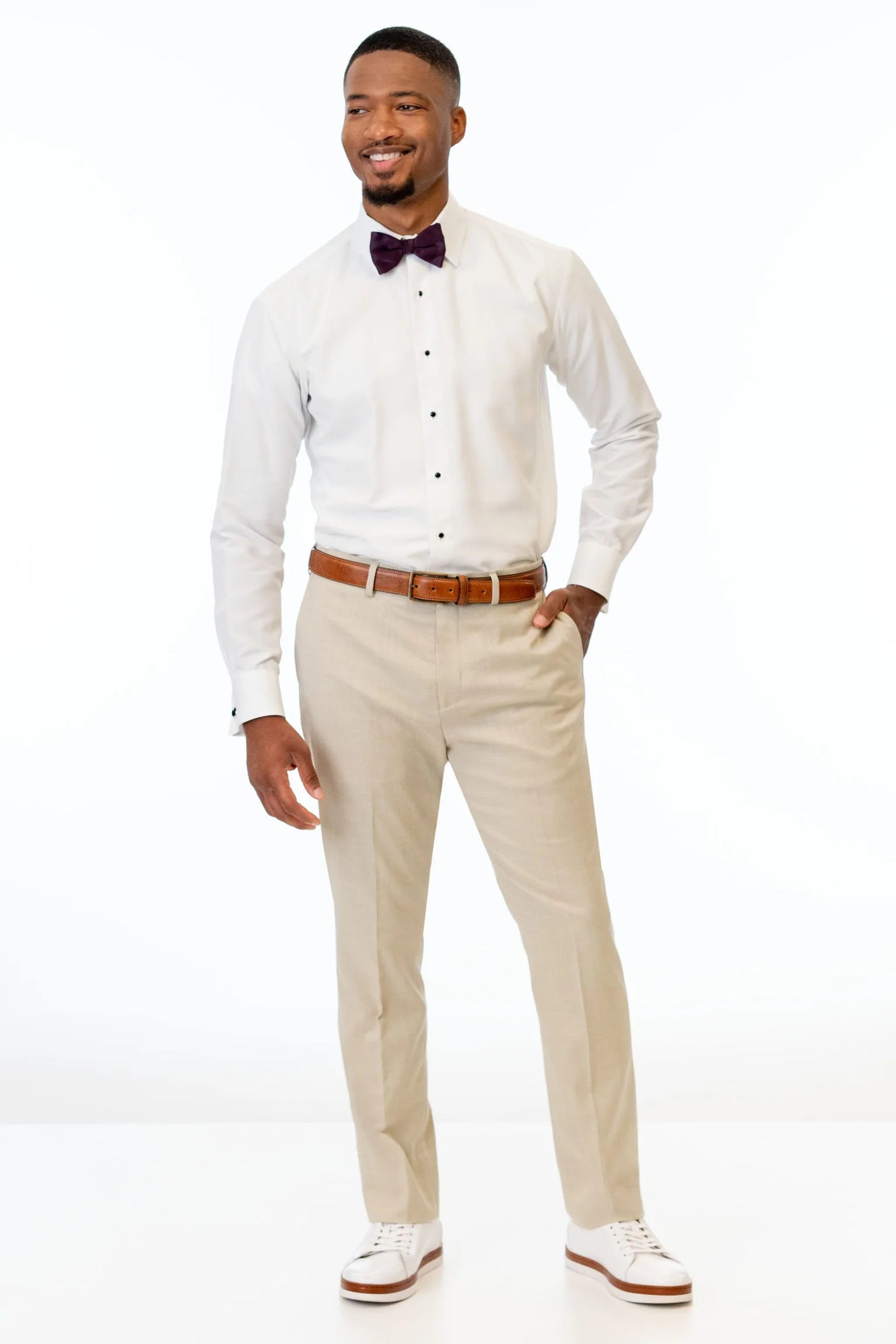 Tan Stretch Slim Fit Suit Pants by Couture 1910