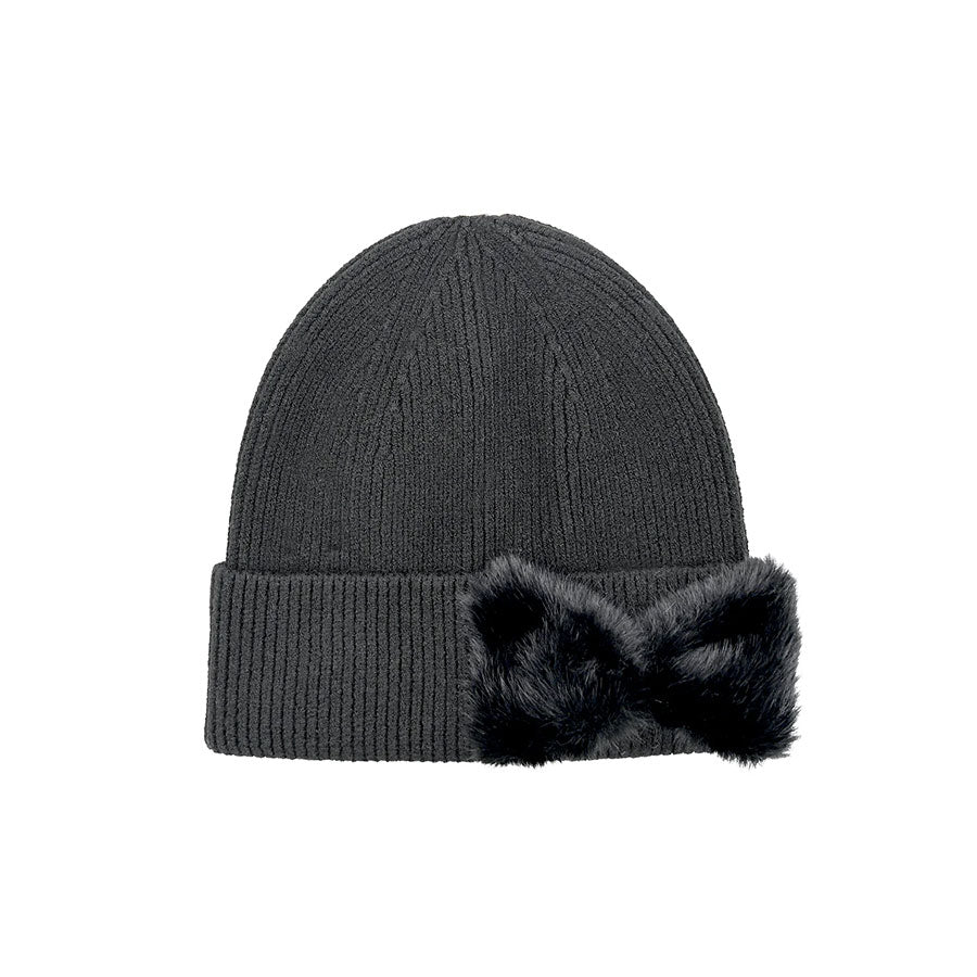 Beanie with Faux Fur Bow