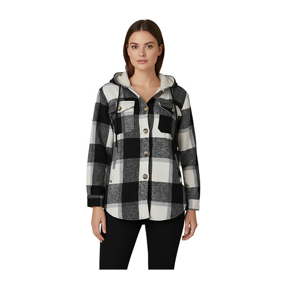 Hooded Button Up Plaid Shacket