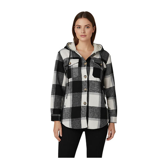 Hooded Button Up Plaid Shacket