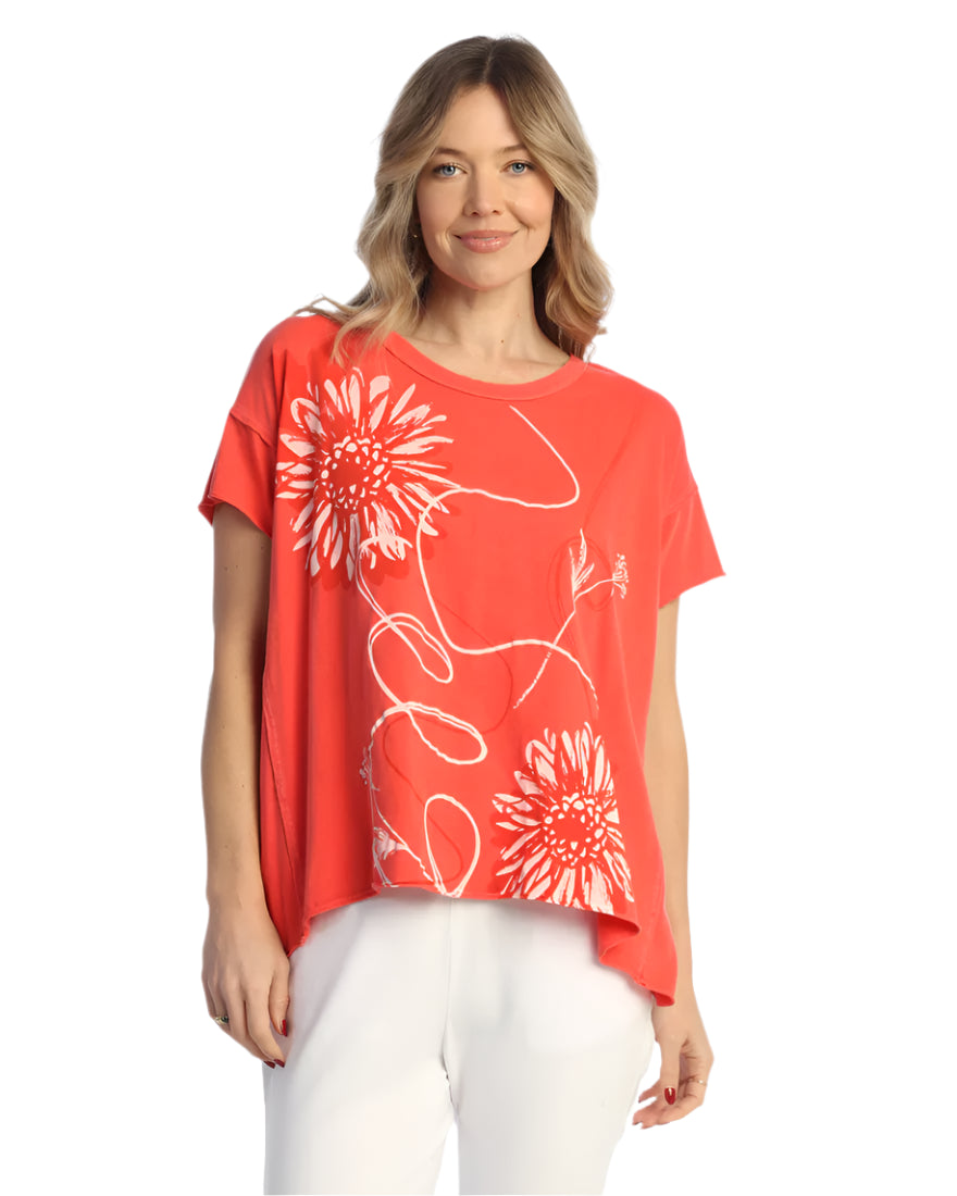 Cotton Round Neck Top with Back Pleat - Carmen