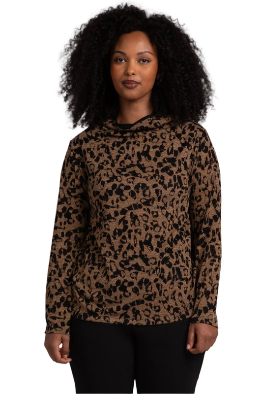 Funnel Neck Top Animal Sweater