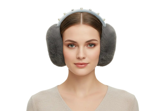 Bling Faux Pearl Rhinestone Fluffy Earmuffs