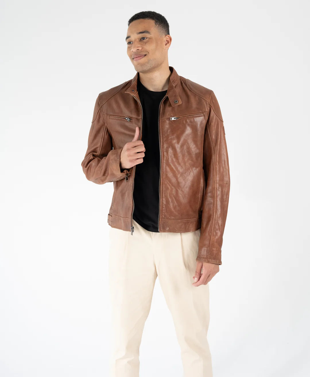 Men's Biko Muscle Fit Removable Full Insert Leather Jacket