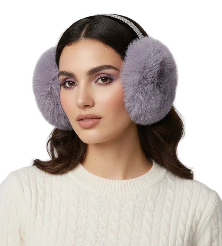 Chevron Bling Rhinestone Faux Fur Earmuffs