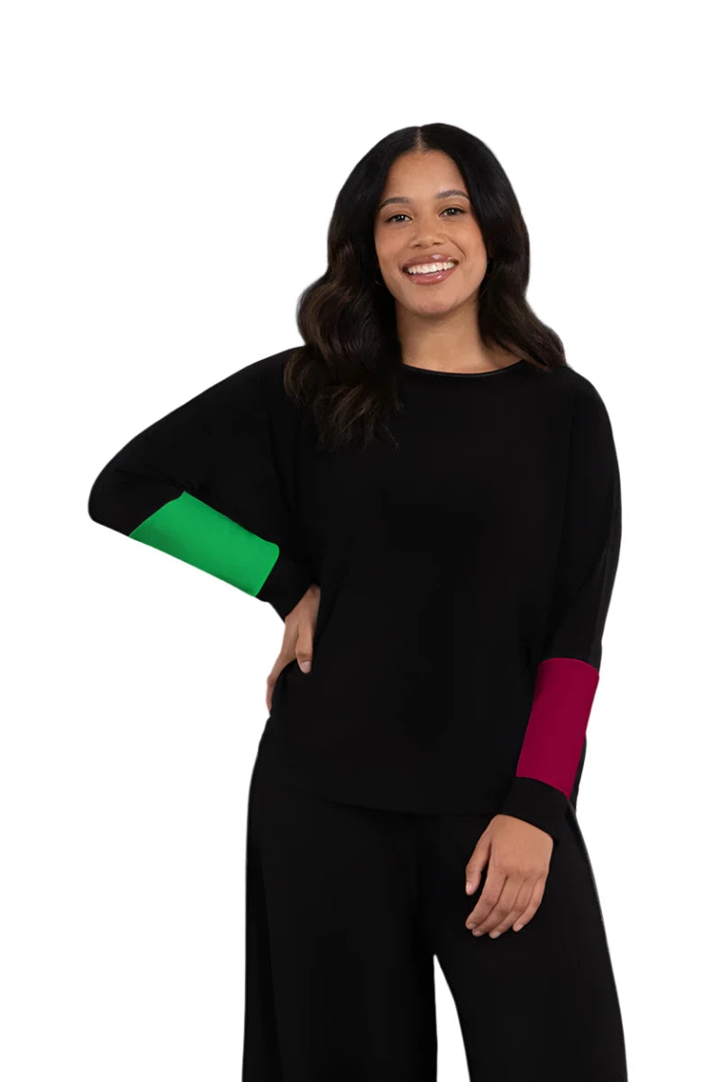 C - Colour Block Sleeve Nu Cinch Top