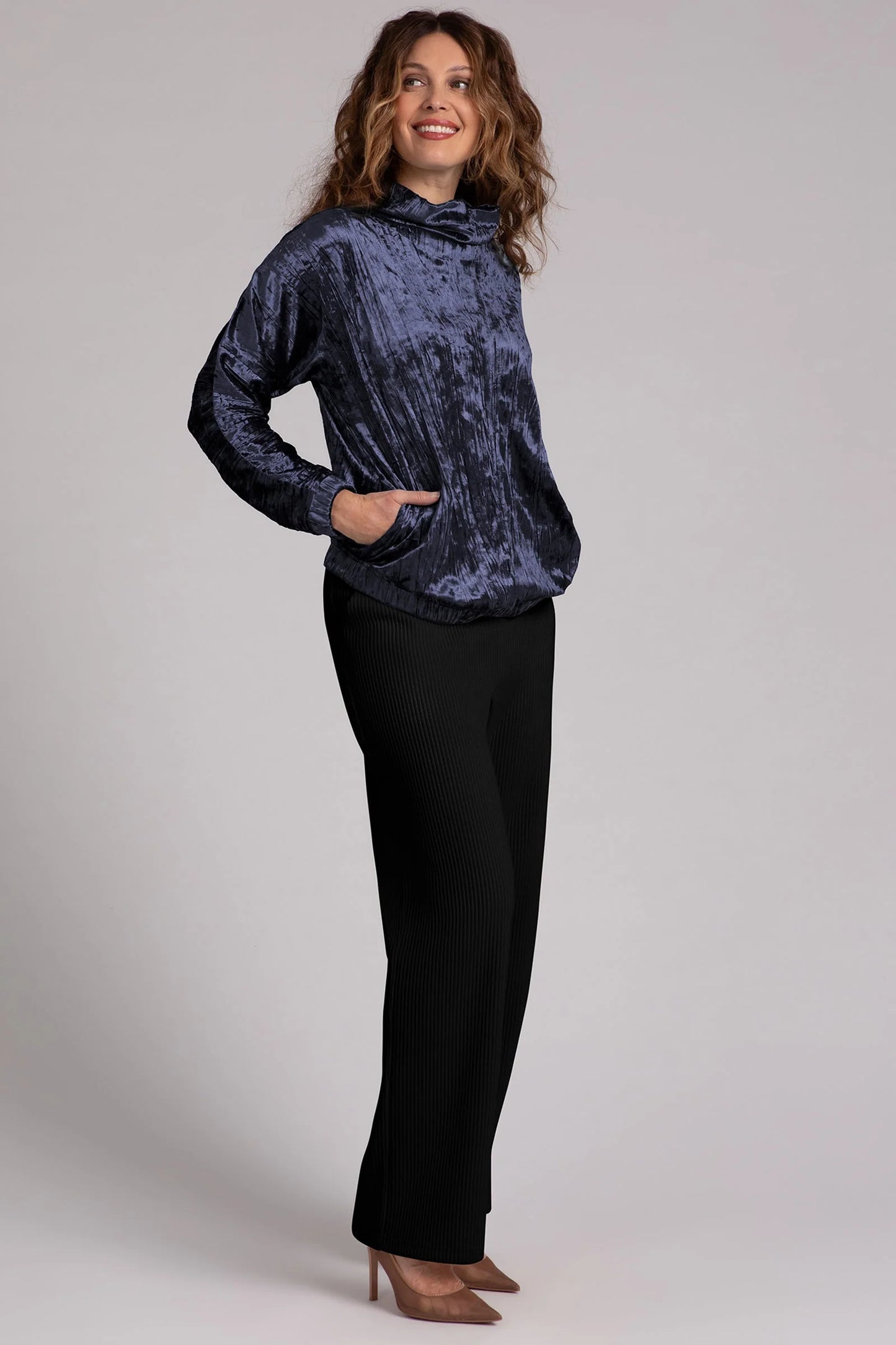 Funnel Pullover, Crinkle Velvet