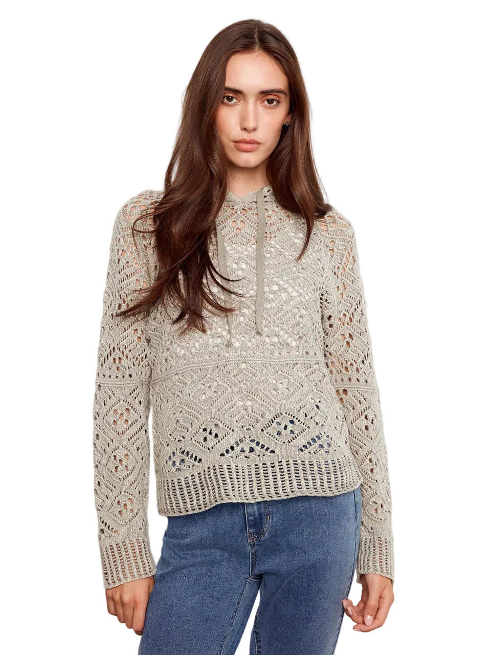 Cotton Crochet Hoodie Sweater