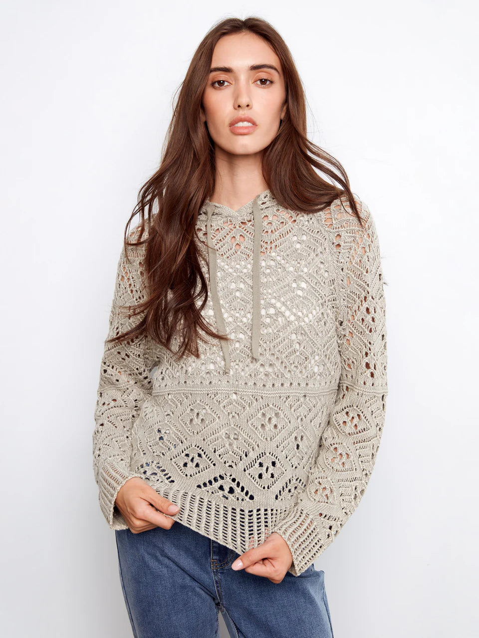 Cotton Crochet Hoodie Sweater