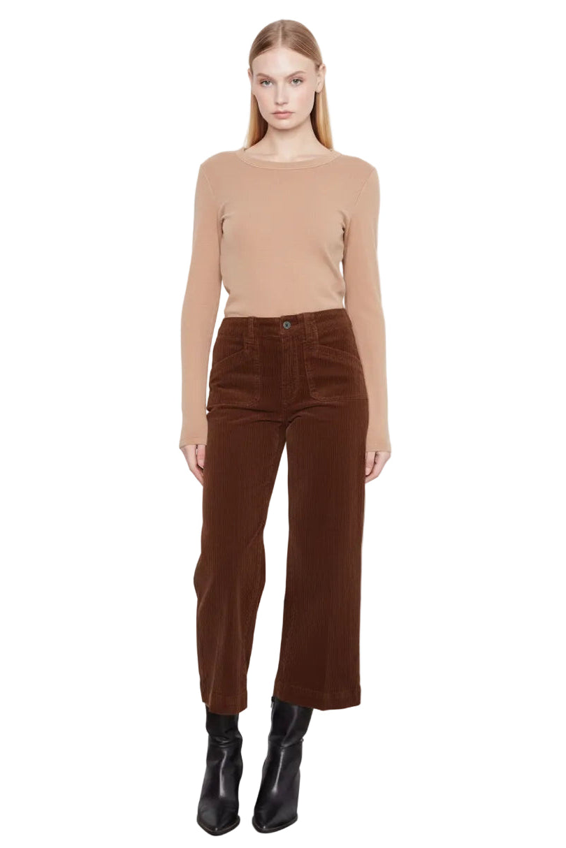 Cropped Wide Leg Corduroy Pants