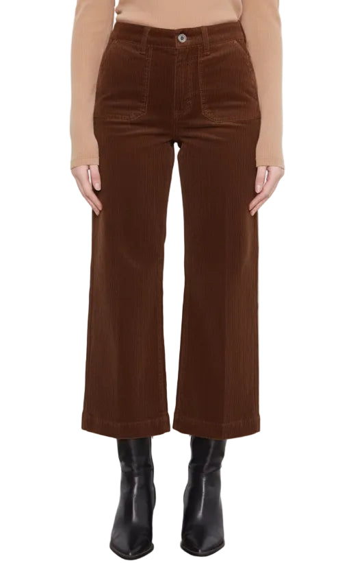 Cropped Wide Leg Corduroy Pants