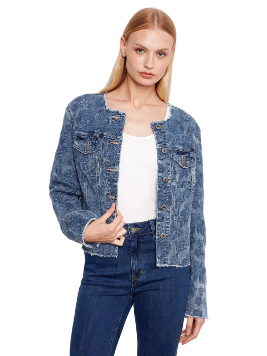 Eyelet Stretch Denim Jacket
