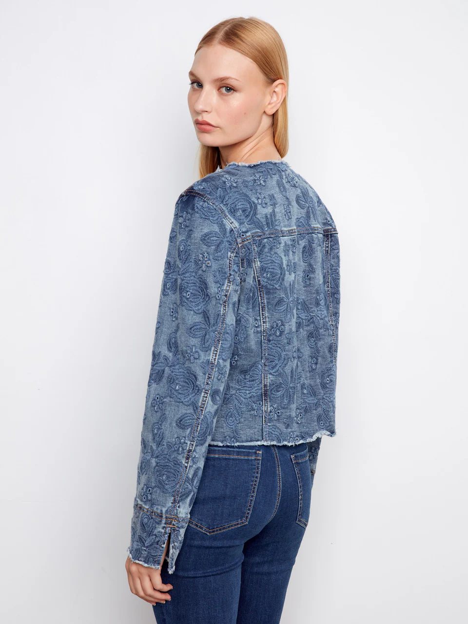 Eyelet Stretch Denim Jacket