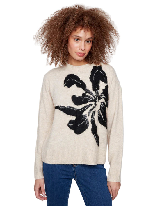 Floral Jacquard Crew Neck Sweater