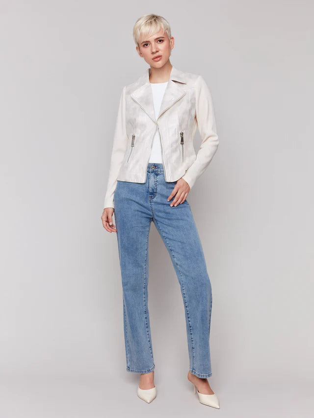 Vintage Fake Foil Leather and Rib Knit Combo Jacket