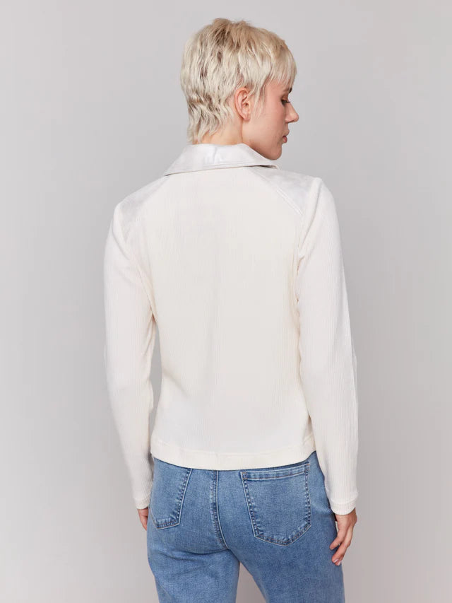 Vintage Fake Foil Leather and Rib Knit Combo Jacket