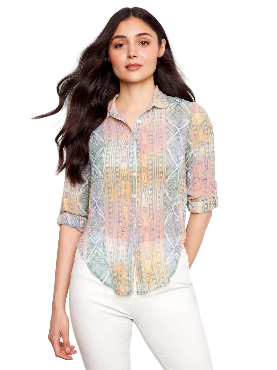 Foiled Printed Crinkle Shirt