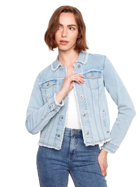 Frayed Edge Stretch Denim Jacket