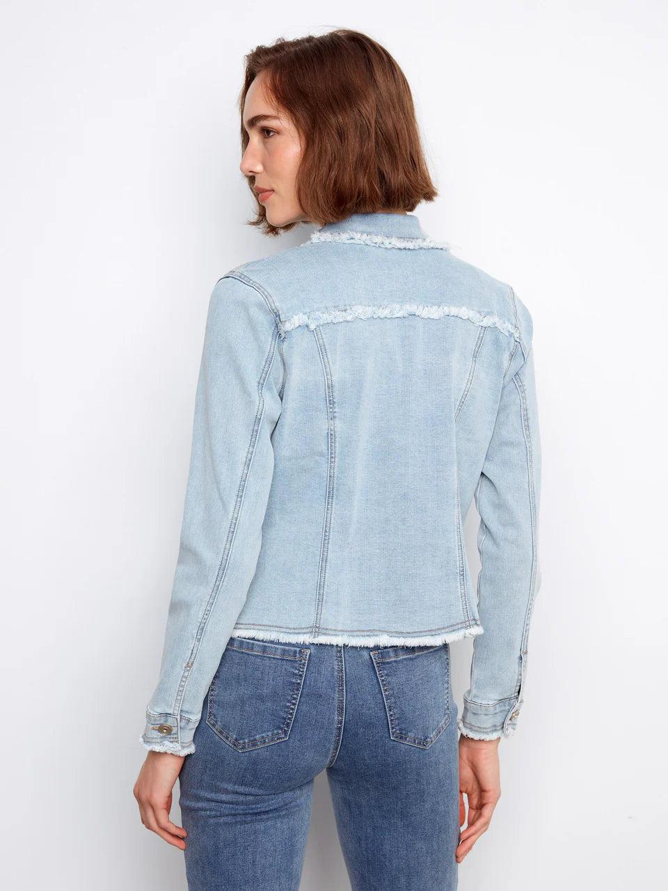 Frayed Edge Stretch Denim Jacket