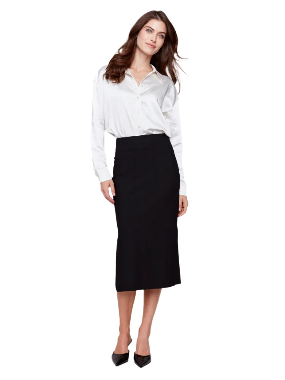 Gutsy Crepe Skirt with Front Patch Pocket