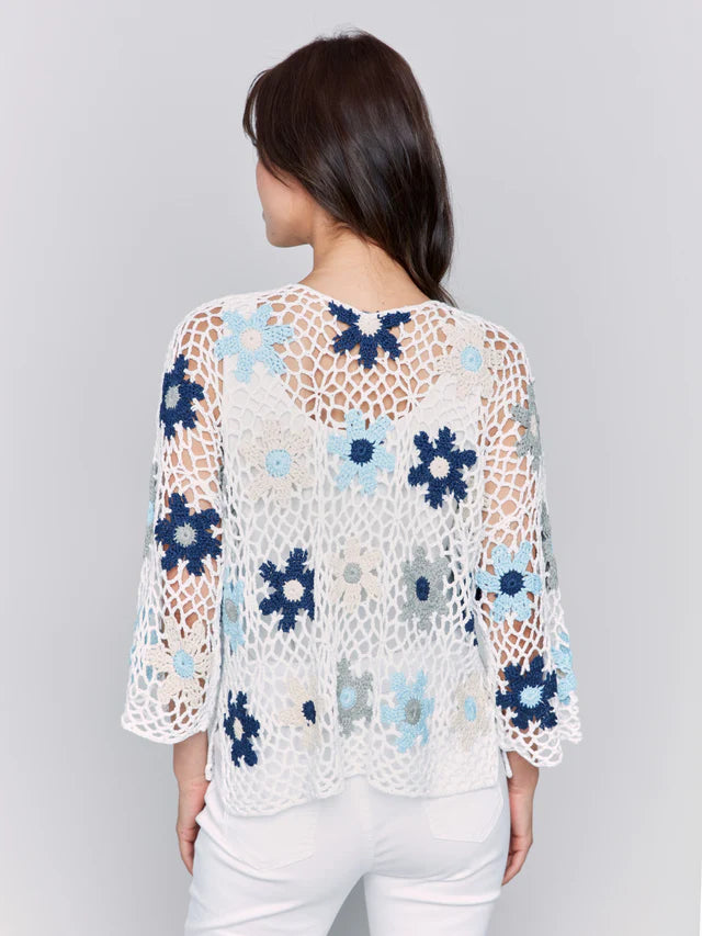 Hand Crochet Floral Fishnet Top