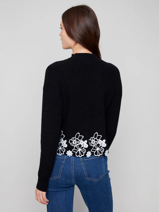Mock Neck Sweater with Lace