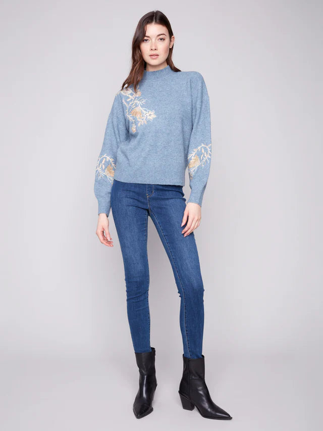 Mock Neck Sweater with Sequin Detail