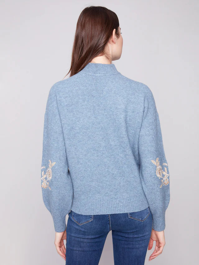 Mock Neck Sweater with Sequin Detail