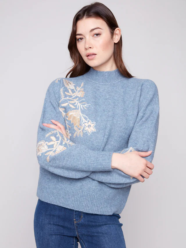 Mock Neck Sweater with Sequin Detail