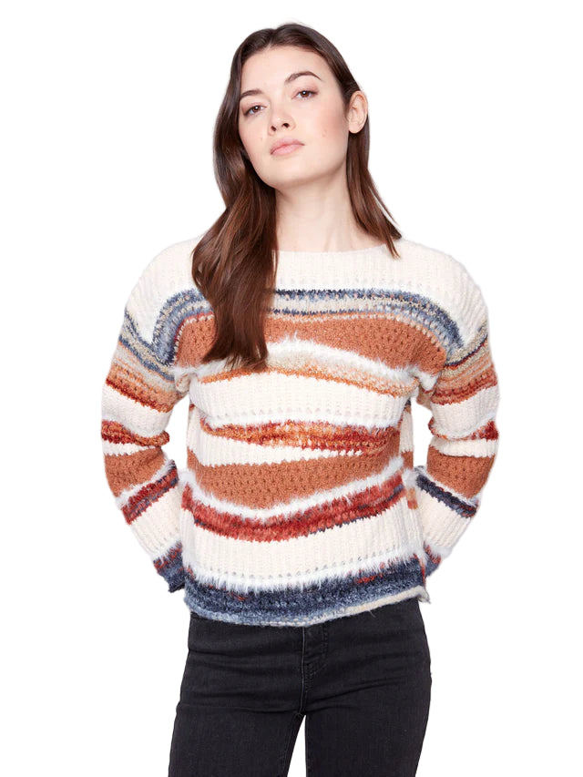 Patchwork Knit Drop Shoulder Sweater