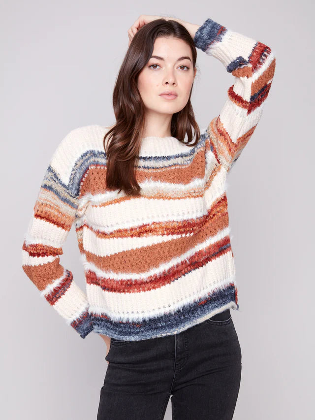 Patchwork Knit Drop Shoulder Sweater