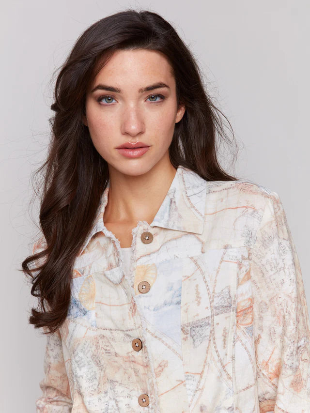 Printed Linen Blend Jacket