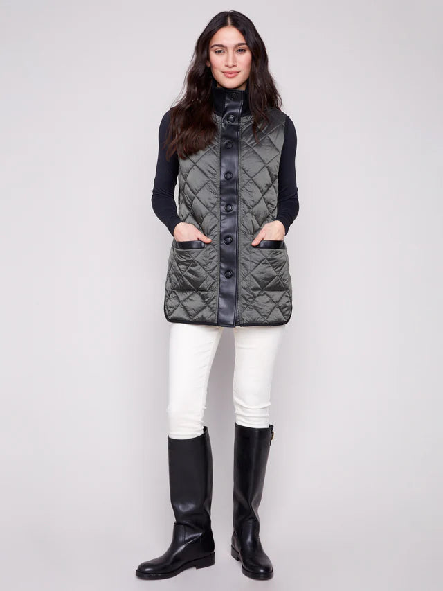 Reversible Button-Front Quilted Vest