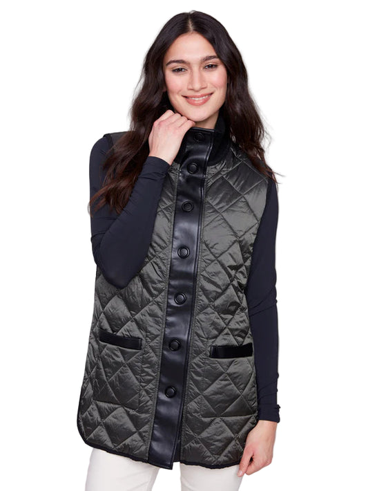 Reversible Button-Front Quilted Vest