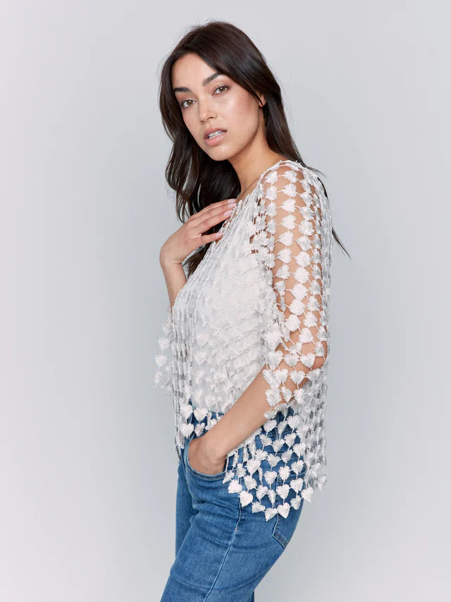 Textured Crochet Flower Top