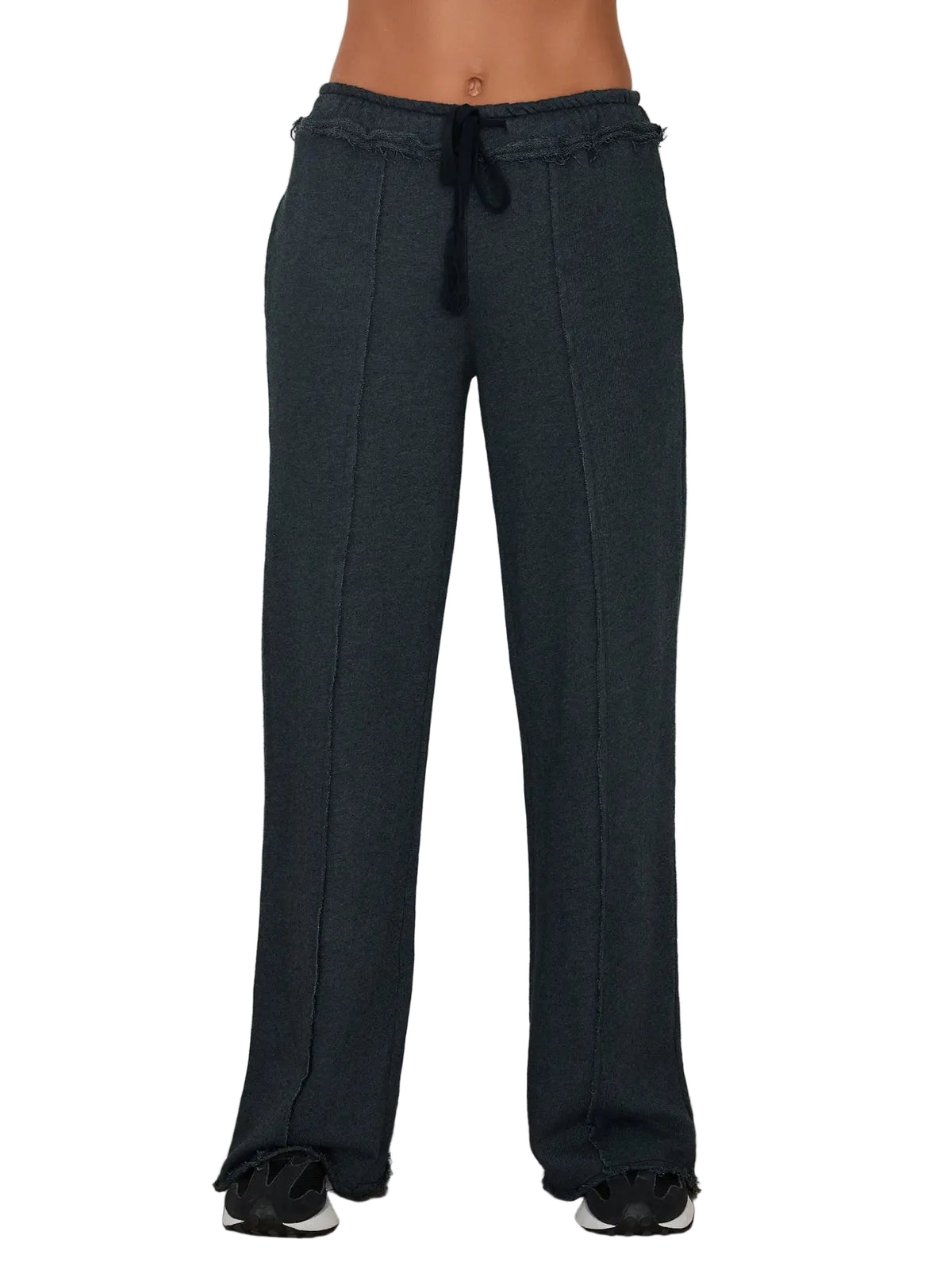 Raw Edge Elastic Waist Pants