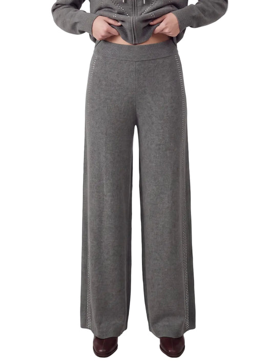 Elastic Waist Pants with Rhinestones