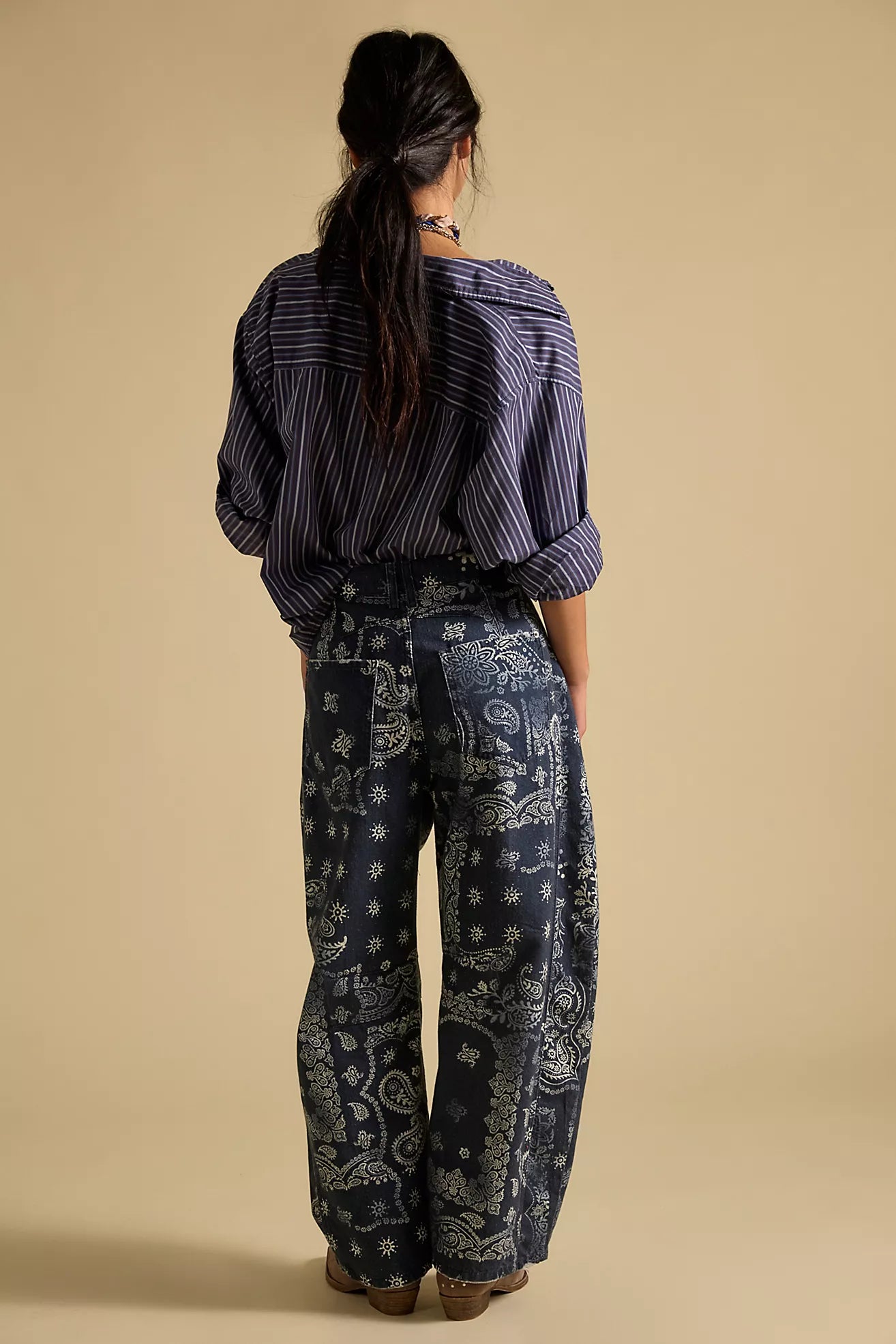 Good Luck Printed Barrel Jeans
