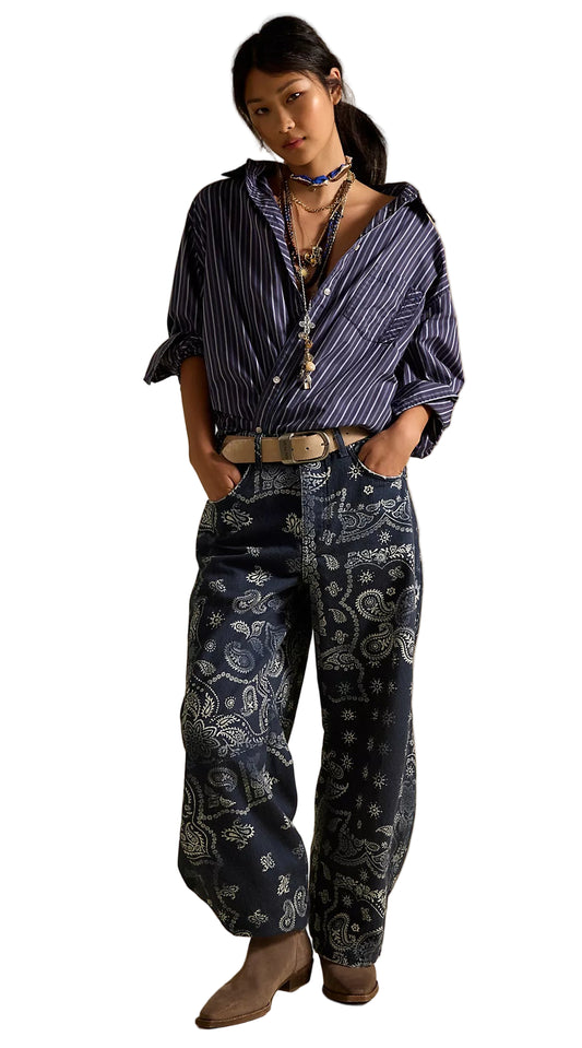 Good Luck Printed Barrel Jeans