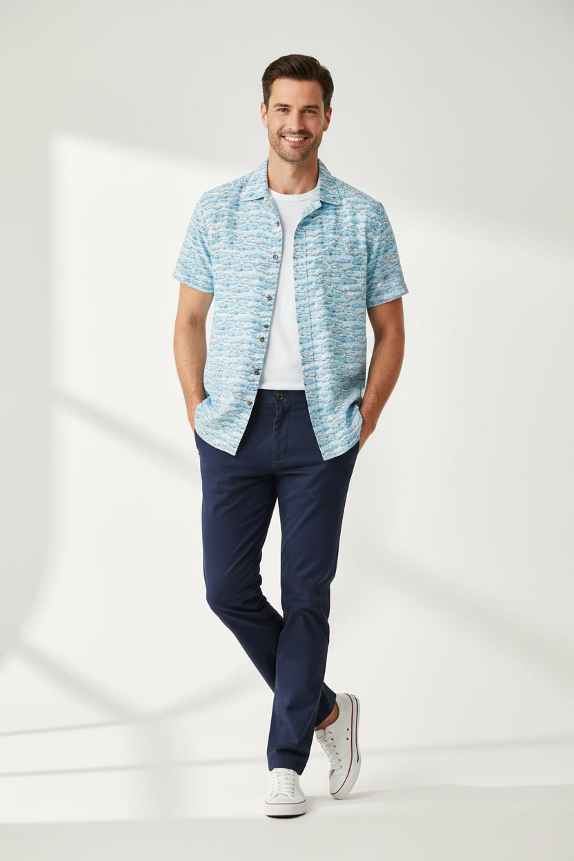 Tencel Blend Overall Print Shirt