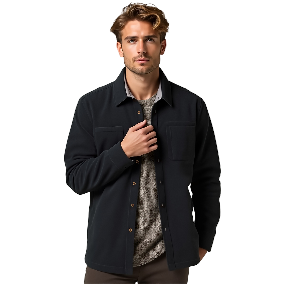 Heather Fleece with Twill Trim