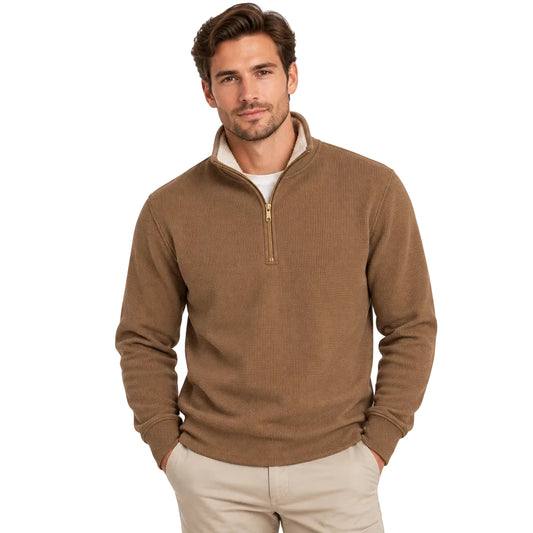 1/4 Zip Waffle Knit Top