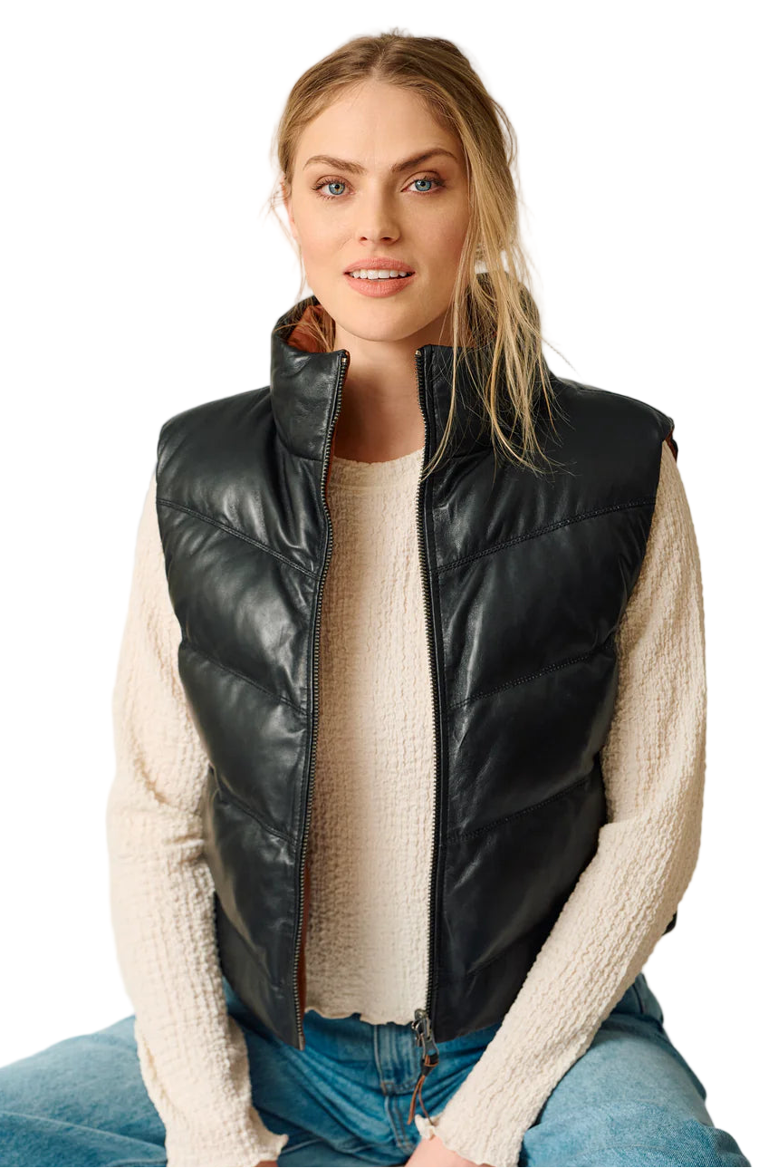 Ellen OS Leather Vest - Reversible