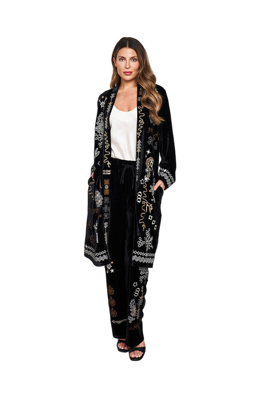 Velvet Embroidered Duster