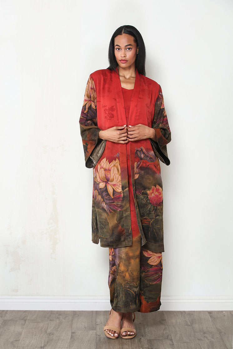 Reversible Print Kimono Duster with Belt
