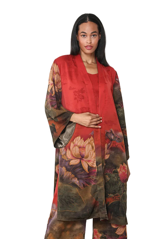 Reversible Print Kimono Duster with Belt
